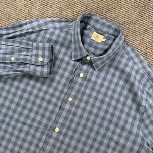 Faherty‎ Brand Movement Shirt Mens XL Blue Grey Buffalo Check Button Up Stretch